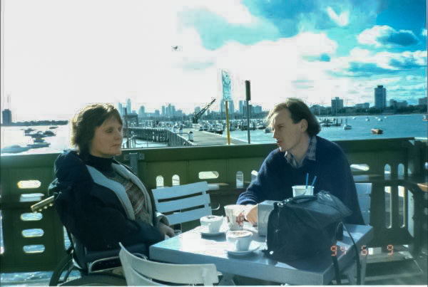 Michael enjoying a coffee with his sister Shelley